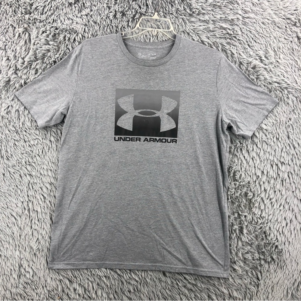Under Armour Tshirt UA Mens XL Gray Logo Spellout Shirt